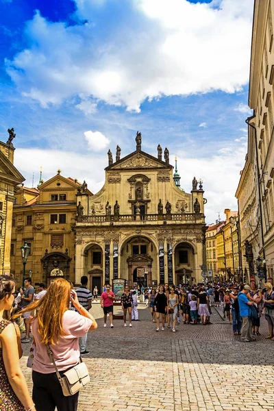 Prague, Çek Cumhuriyeti-Temmuz 23,2017: St Salvator kilisedir iki'nın Kilisesi Klementinum Old Town, Prague, Çek Cumhuriyeti
