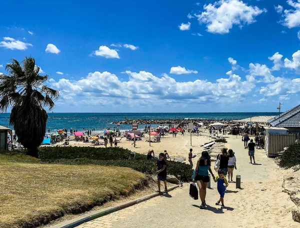 Tel Aviv Srail Mayıs 2020 Yüzme Sezonunun Başında Tel Baruch — Stok fotoğraf