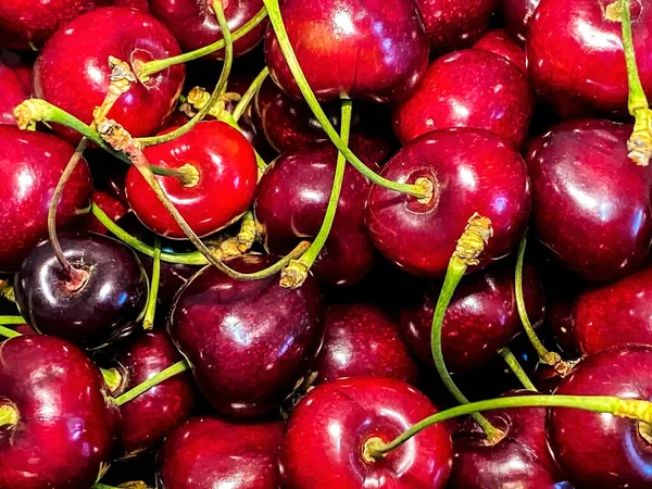 Cerises Rouges Fraîches Fond Pour Votre Conception — Photo