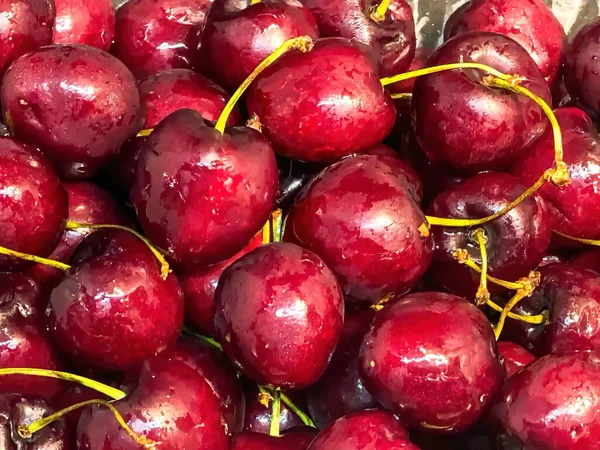 Cerises Rouges Fraîches Fond Pour Votre Conception — Photo