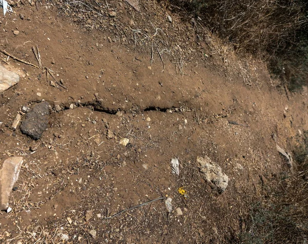 地上的裂缝 地震的痕迹 — 图库照片