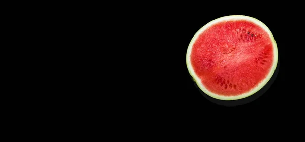 Half Ripe Fresh Juicy Watermelon Black Background — Stock Photo, Image