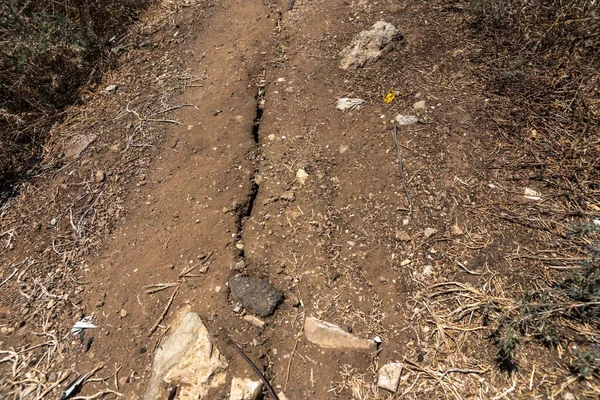 Grietas Tierra Rastros Terremotos — Foto de Stock