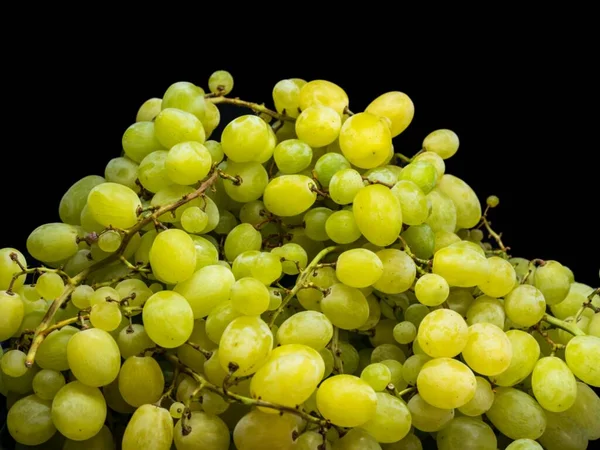 Zoete Groene Druiven Een Zwarte Achtergrond — Stockfoto