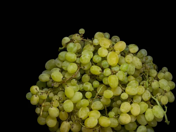 Zoete Groene Druiven Een Zwarte Achtergrond — Stockfoto