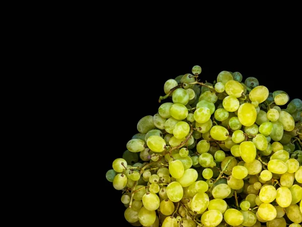 Zoete Groene Druiven Een Zwarte Achtergrond — Stockfoto