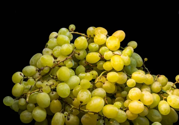 Zoete Groene Druiven Een Zwarte Achtergrond — Stockfoto