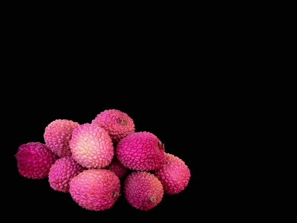 Lychee Pequena Fruta Arredondada Com Carne Perfumada Branca Doce Uma — Fotografia de Stock