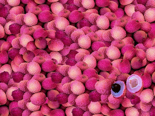 Lychee Pequeno Fruto Arredondado Com Carne Perfumada Branca Doce Uma — Fotografia de Stock