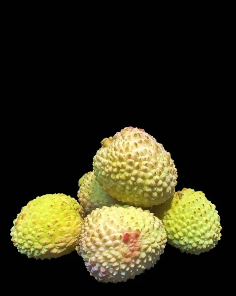 Lychee Pequena Fruta Arredondada Com Carne Perfumada Branca Doce Uma — Fotografia de Stock