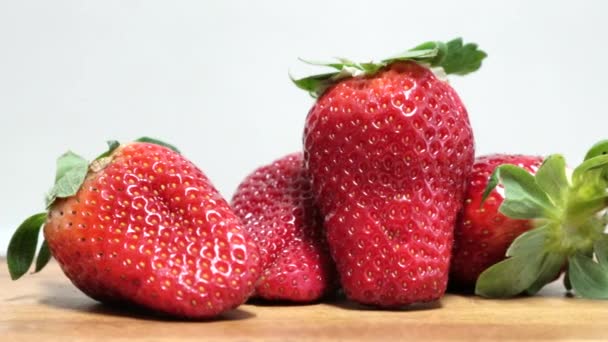 Beautiful Sweet Ripe Red Strawberries Red Summer Berries Close Healthy — Stock Video