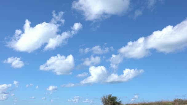 Nube Corriendo Través Del Cielo Azul Timelapse Nubes Blancas Con — Vídeo de stock