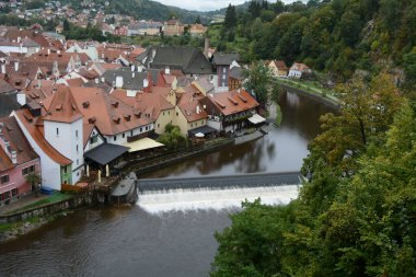 Şato köprüsünden Çekoslov 'un Czech kasabasının görüntüleri
