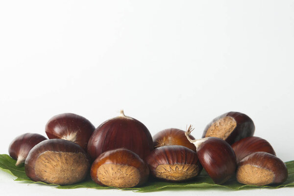 Chestnuts isolated on white background