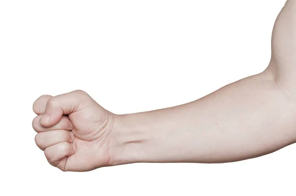 Right arm with hand closed in a fist isolated, it can be use as a concept image for strenght, power, victory, anger,