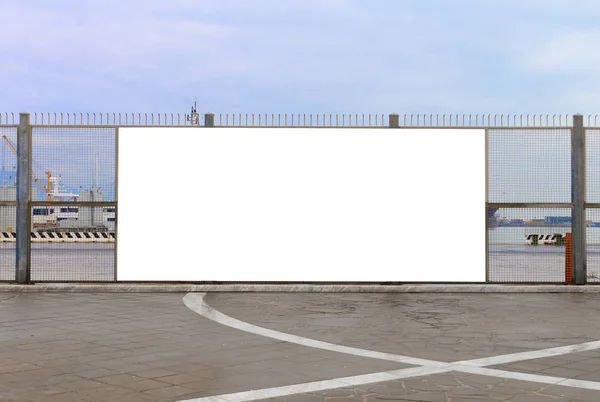 Blank Billboard Ready New Advertising Harbor Fence Big Copy Space — Stock Photo, Image