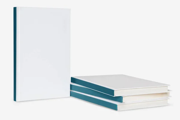 Conjunto Libros Blanco Sobre Fondo Blanco Para Mokup Personalización Portada — Foto de Stock