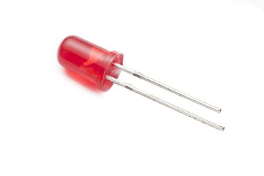 Kırmızı elektronik LED (ışık yayan Diod) beyaz arka planda, MA