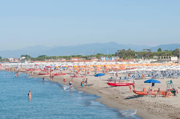 Přehled Pláží Přímořských Letovisek Marina Carrara Itálii Covid Opatření — Stock fotografie