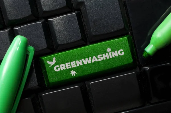 Greenwashing Una Técnica Comunicación Destinada Construir Una Imagen Falsa Una — Foto de Stock