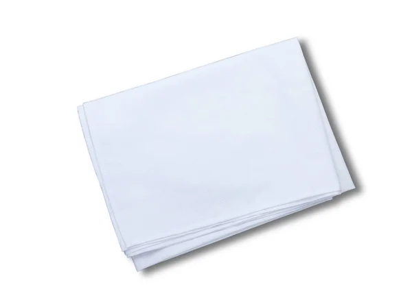 Λευκή πετσέτα απομονωμένη. Πετσετάκι κοντά μέχρι το top view ομοίωμα — Φωτογραφία Αρχείου