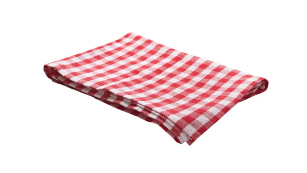 Serviette rouge isolée sur blanc. Serviettes en lin multicolores pour restaurant. Vue du dessus . — Photo