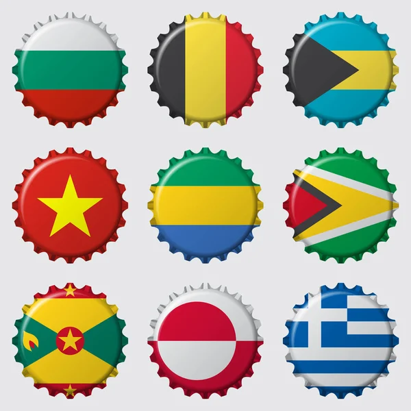 Conjunto de varias banderas de país, aisladas sobre fondo gris — Vector de stock