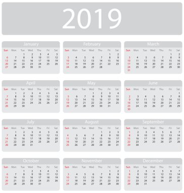 Minimalist 2019 takvim