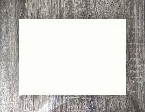 A rectangular frame made of wood with white negative space inside.