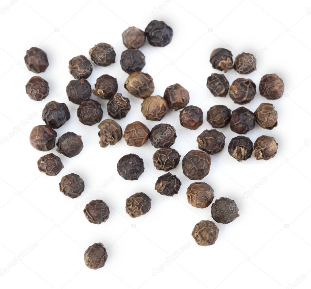 peppercorns isolated on white