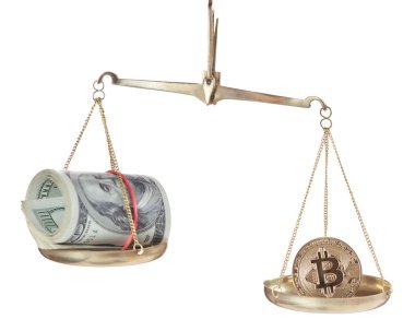 ölçekler dolar ve bitcoin