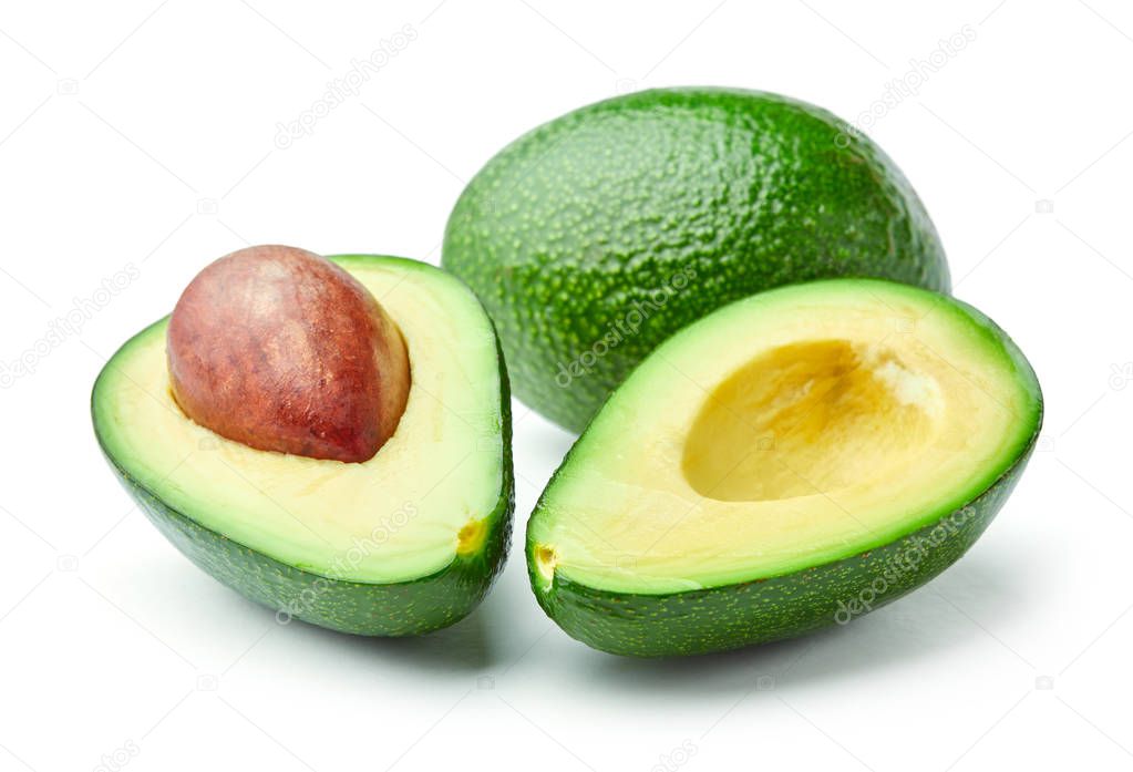 cut avocado isolated