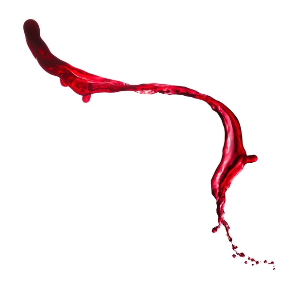 白色背景上单独的红葡萄酒飞溅 — 图库照片