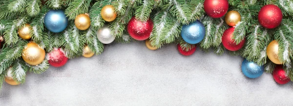 Christmas tree decoration on snow background — Stock Photo, Image