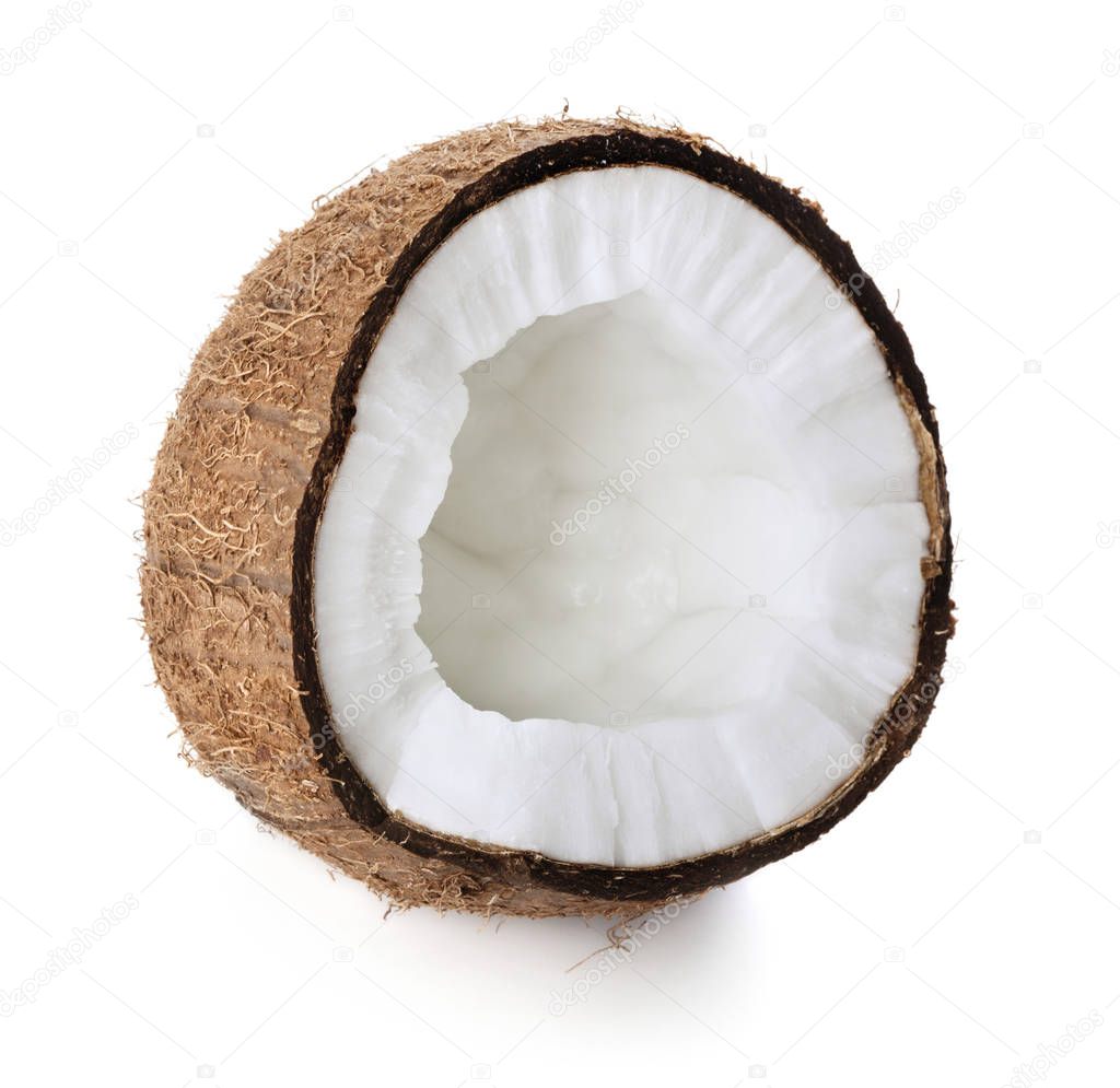 cracked coconut isolated