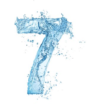 su rakamı 7 beyaz arka plan üzerinde izole