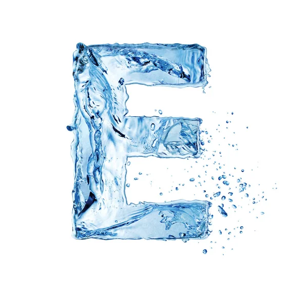 Water splash letter e — Stock Photo, Image