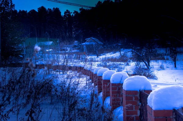 Schneebedeckter Zaun Winter — Stockfoto