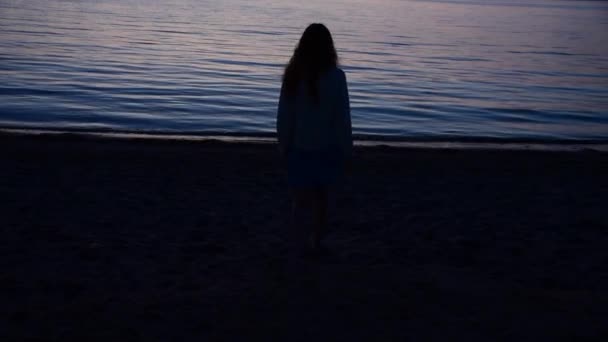 Mladá Dívka Dovolené Moři Slunce Poza — Stock video