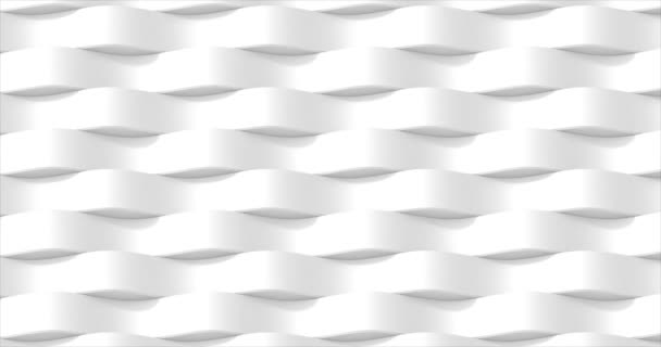 Abstracte Wave Geometrische Oppervlakte Loop Animatie Witte Achtergrond Met Zachte — Stockvideo