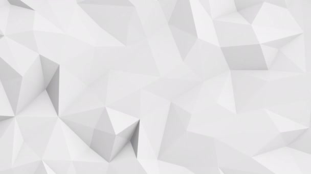 Абстрактная Полигональная Геометрическая Анимация Поверхности Очистите Мягкий Низкопольный Белый Серый — стоковое видео