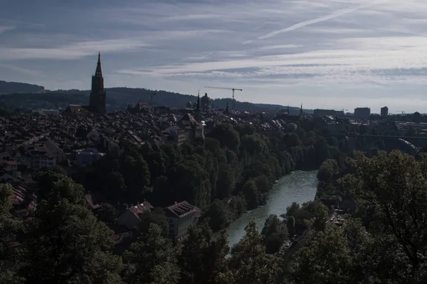 Városkép a főváros felett Bern — Stock Fotó