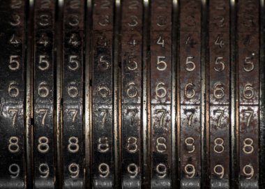 Numaraları çok eski bir vintage yazar kasa