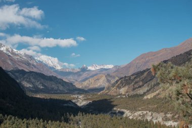 Dağlar Annapurna pisti, Marshyangdi nehir vadisi, Humde, Himalaya, Nepal, Asya