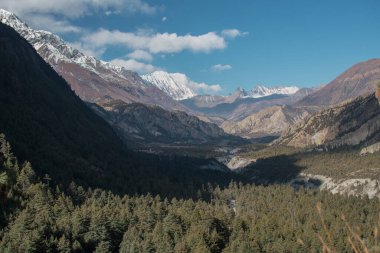 Dağlar Annapurna pisti, Marshyangdi nehir vadisi, Humde, Himalaya, Nepal, Asya