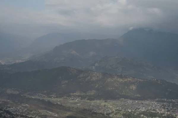 Vista Sobre Ciudad Pokhara Las Montañas Cercanas Nepal Desde Colina —  Fotos de Stock