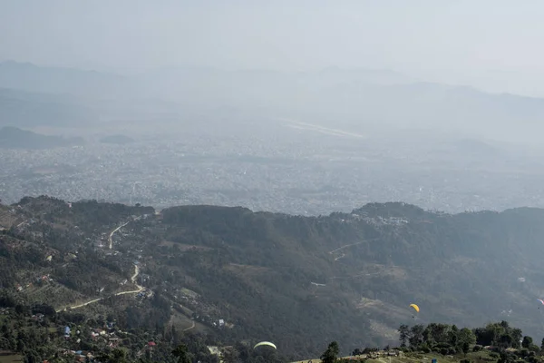 Vista Sobre Ciudad Pokhara Las Montañas Cercanas Nepal Desde Colina —  Fotos de Stock