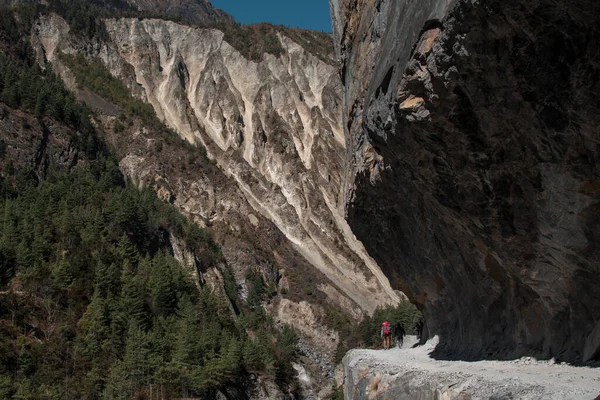 Trekking Circuito Dell Annapurna Scogliera Ripida Fino Marshyangdi Nepal — Foto Stock