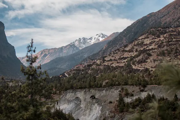 Mountains Upper Pisang Bjerglandsby Trekking Annapurna Kredsløb Nepal Asien - Stock-foto