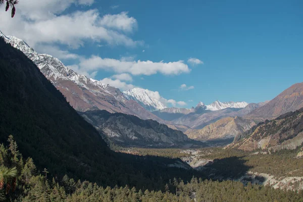 Hegyek Túraútvonalak Annapurna Körforgalom Marshyangdi Folyó Völgye Humde Himalája Nepál — Stock Fotó